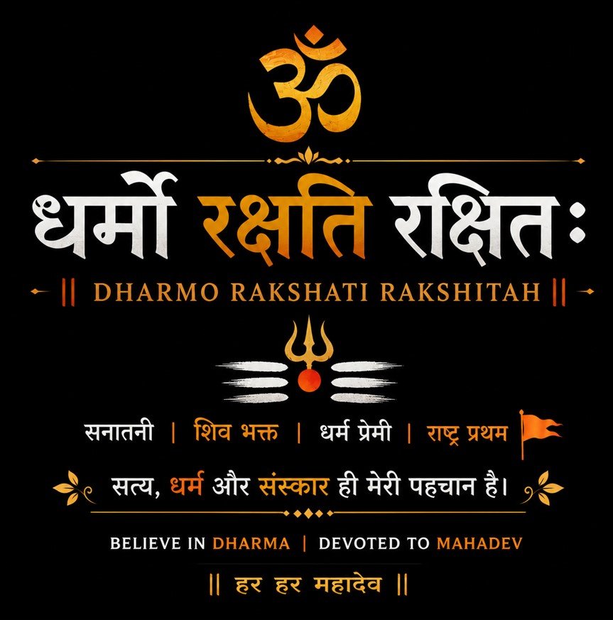 धर्मो रक्षति रक्षित: Dharmo Rakshati Rakshitah Instagram Bio